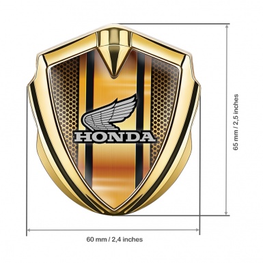 Honda Bodyside Emblem Self Adhesive Gold Orange Mesh Grey Logo