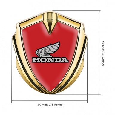 Honda Metal Emblem Self Adhesive Gold Dark Red Greyscale Design