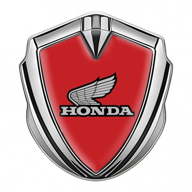 Honda Metal Emblem Self Adhesive Silver Dark Red Greyscale Design
