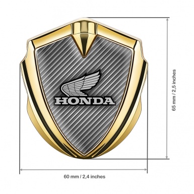 Honda 3D Car Metal Domed Emblem Gold Light Carbon Grey Design