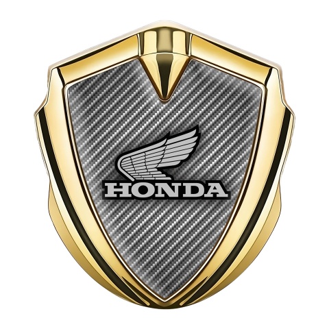 Honda 3D Car Metal Domed Emblem Gold Light Carbon Grey Design
