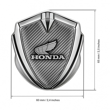 Honda 3D Car Metal Domed Emblem Silver Light Carbon Grey Design