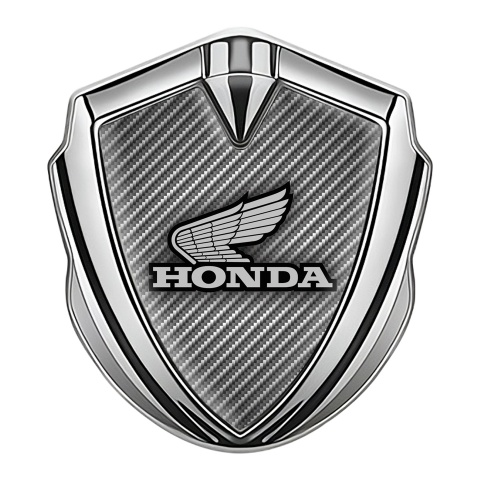 Honda 3D Car Metal Domed Emblem Silver Light Carbon Grey Design