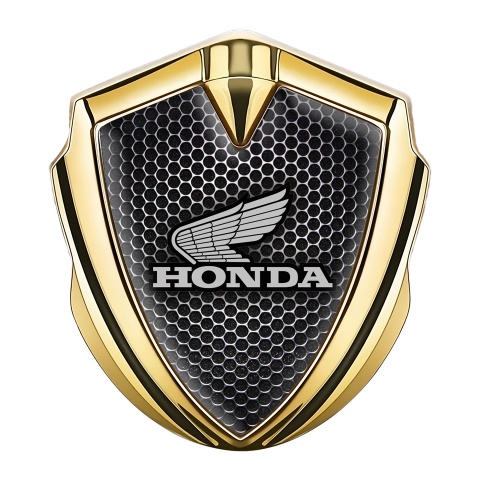 Honda Bodyside Emblem Self Adhesive Gold Dark Mesh Greyscale Logo