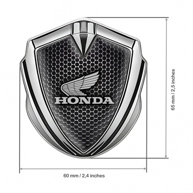 Honda Bodyside Emblem Self Adhesive Silver Dark Mesh Greyscale Logo