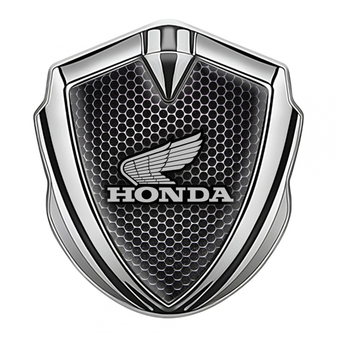 Honda Bodyside Emblem Self Adhesive Silver Dark Mesh Greyscale Logo