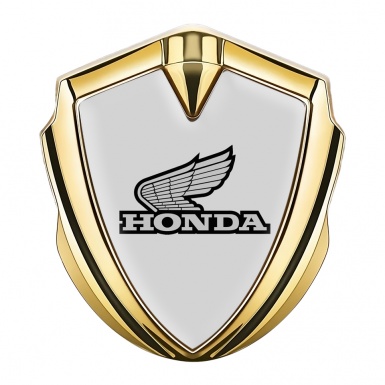 Honda Emblem Badge Self Adhesive Gold Grey Background Winged Logo