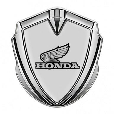 Honda Emblem Badge Self Adhesive Silver Grey Background Winged Logo