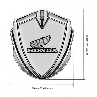 Honda Emblem Badge Self Adhesive Silver Grey Background Winged Logo