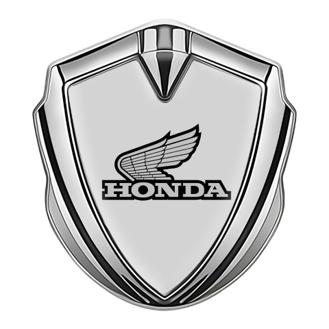 Honda Emblem Badge Self Adhesive Silver Grey Background Winged Logo