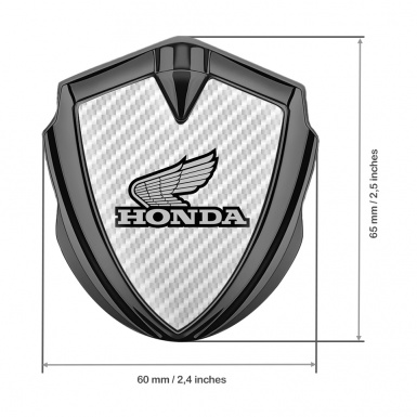 Honda Emblem Fender Badge Graphite White Carbon Winged Design