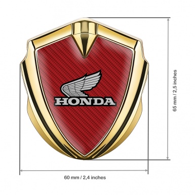 Honda Fender Emblem Metal Gold Red Carbon Monochrome Motif