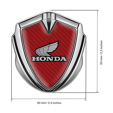 Honda Fender Emblem Metal Silver Red Carbon Monochrome Motif