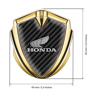 Honda Bodyside Emblem Badge Gold Black Carbon Winged Design