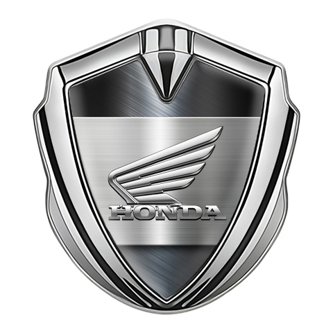 Honda Trunk Emblem Badge Silver Bluish Steel Chromed Effect