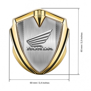 Honda Bodyside Domed Emblem Gold Steel Grate Center Chrome Wings