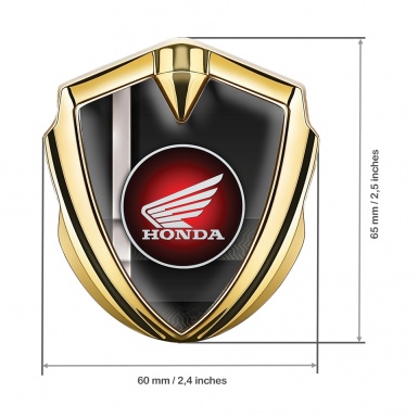 Honda Metal Emblem Self Adhesive Gold Black White Stripe Circle Logo