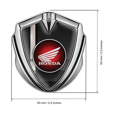 Honda Metal Emblem Self Adhesive Silver Black White Stripe Circle Logo