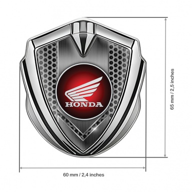Honda 3D Car Metal Domed Emblem Silver Grey Hex Circle Motif