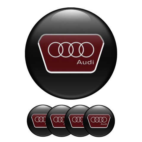 Audi Center Hub Dome Stickers Red Mask