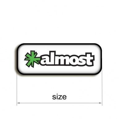Almost Silicone 3D Stickers White with Green Logo 2 pcs
