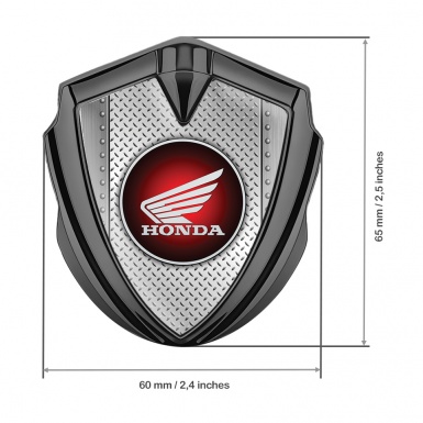 Honda Emblem Badge Self Adhesive Graphite Metal Treadplate Circle Logo