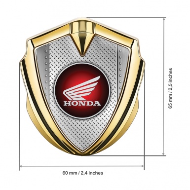 Honda Emblem Badge Self Adhesive Gold Metal Treadplate Circle Logo