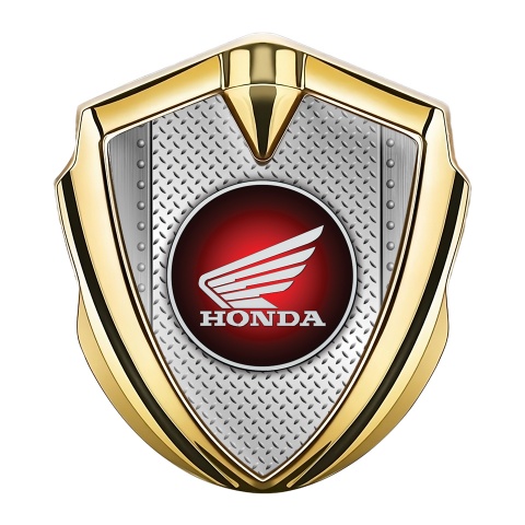 Honda Emblem Badge Self Adhesive Gold Metal Treadplate Circle Logo