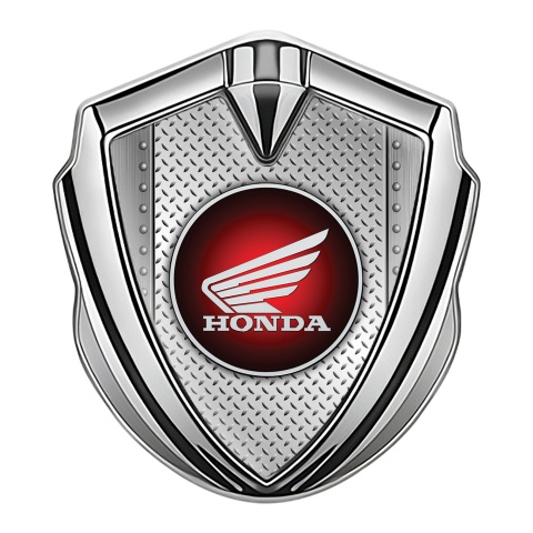 Honda Emblem Badge Self Adhesive Silver Metal Treadplate Circle Logo
