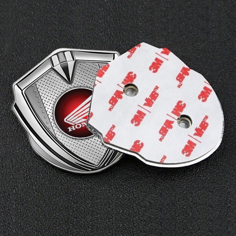 Honda Emblem Badge Self Adhesive Silver Metal Treadplate Circle Logo