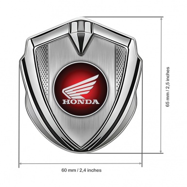 Honda Emblem Fender Badge Silver Metallic Mesh Circle Design