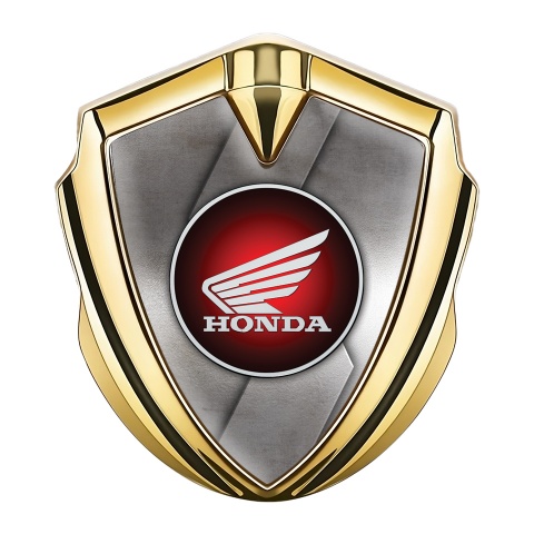 Honda Fender Emblem Metal Gold Rough Metal Curve Circle Logo