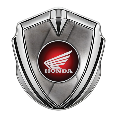 Honda Fender Emblem Metal Silver Rough Metal Curve Circle Logo