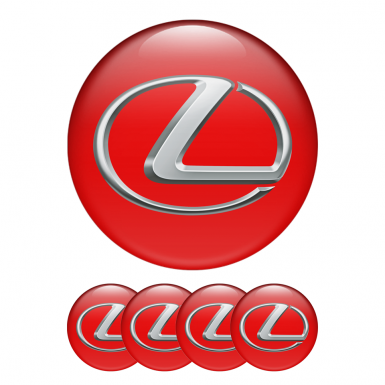Lexus Domed Stickers Wheel Center Cap Red