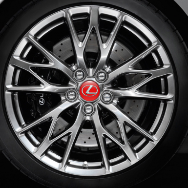 Lexus Domed Stickers Wheel Center Cap Red