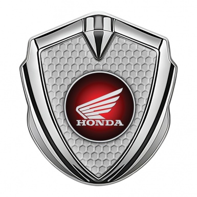 Honda Bodyside Domed Emblem Silver Grey Honeycomb Red Circle