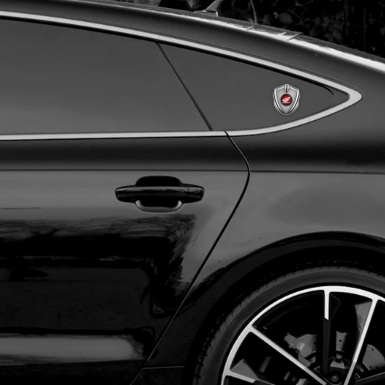Honda Bodyside Domed Emblem Silver Grey Honeycomb Red Circle