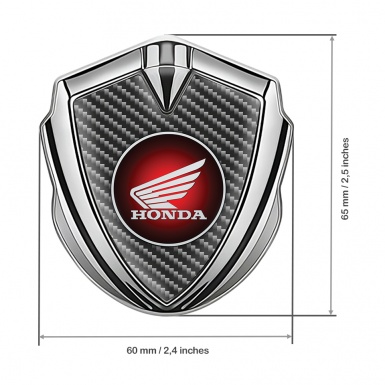 Honda Bodyside Emblem Self Adhesive Silver Dark Fiber Red Design
