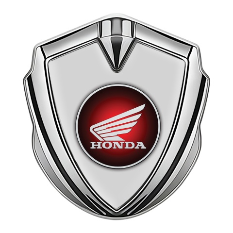 Honda Emblem Badge Self Adhesive Silver Moon Grey Circle Logo