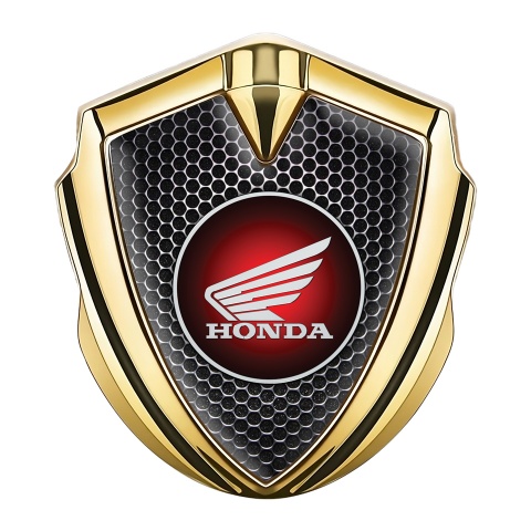 Honda Emblem Metal Badge Gold Dark Grate Crimson Logo Design