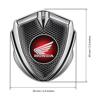 Honda Emblem Metal Badge Silver Dark Grate Crimson Logo Design