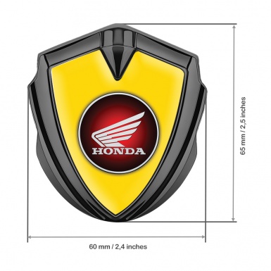 Honda Emblem Trunk Badge Graphite Yellow Base Crimson Logo Edition
