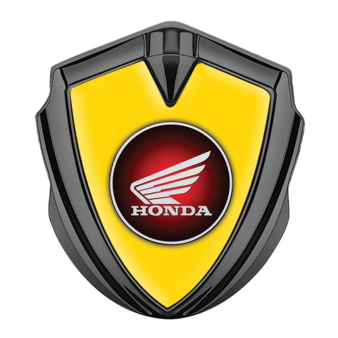 Honda Emblem Trunk Badge Graphite Yellow Base Crimson Logo Edition