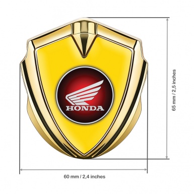 Honda Emblem Trunk Badge Gold Yellow Base Crimson Logo Edition