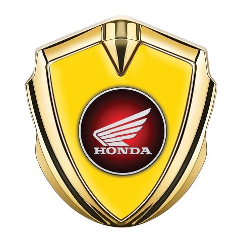 Honda Emblem Trunk Badge Gold Yellow Base Crimson Logo Edition