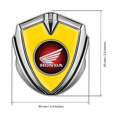 Honda Emblem Aufkleber Autozubehor Silbertonfarbe mit Gelb Fundaments und Rundes logo Design