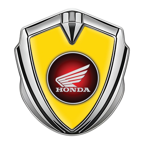 Honda Emblem Trunk Badge Silver Yellow Base Crimson Logo Edition