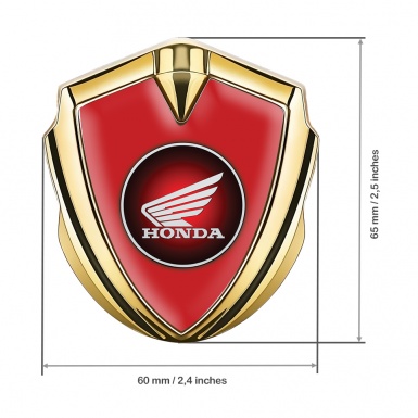 Honda Emblem Self Adhesive Gold Red Background Circle Edition