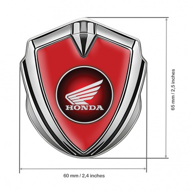 Honda Emblem Self Adhesive Silver Red Background Circle Edition