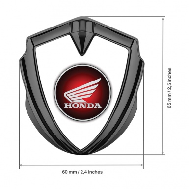 Honda Bodyside Emblem Badge Graphite White Background Red Circle